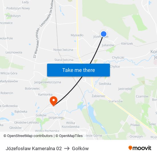 Józefosław Kameralna 02 to Gołków map