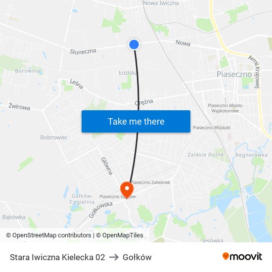 Stara Iwiczna Kielecka to Gołków map