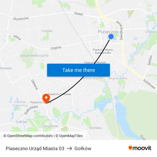 Piaseczno Urząd Miasta 03 to Gołków map