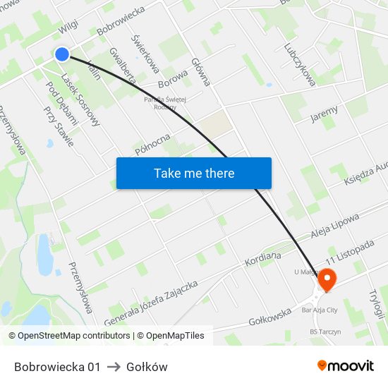 Bobrowiecka 01 to Gołków map