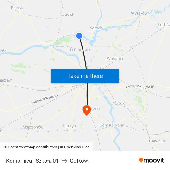 Komornica-Szkoła to Gołków map