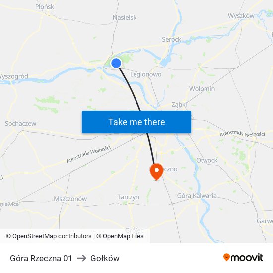 Góra Rzeczna to Gołków map