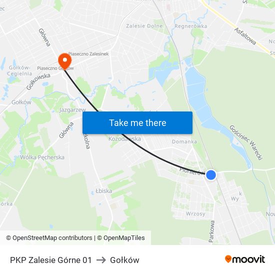 PKP Zalesie Górne 01 to Gołków map