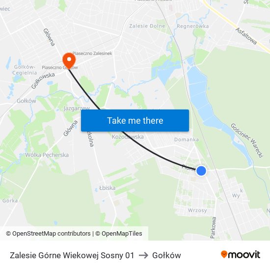 Zalesie Górne Wiekowej Sosny 01 to Gołków map