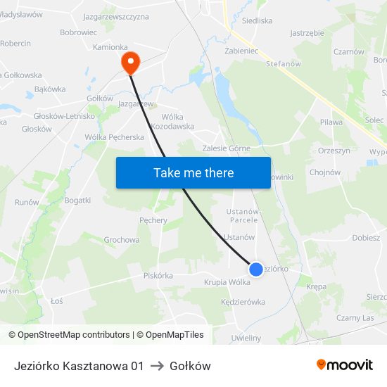 Jeziórko Kasztanowa to Gołków map