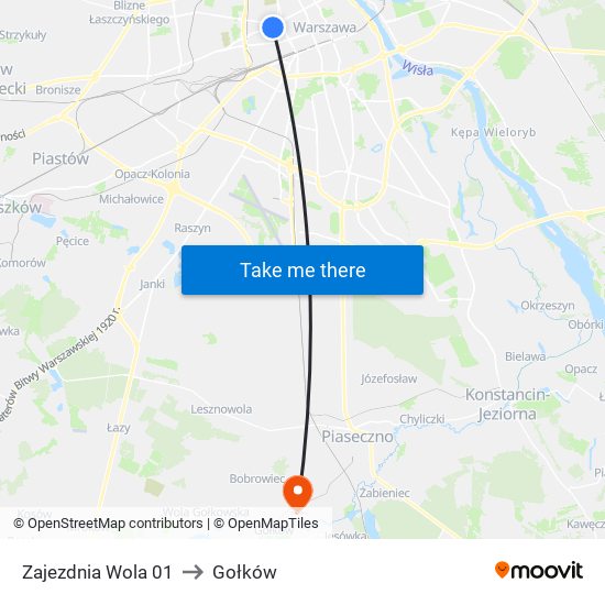 Zajezdnia Wola 01 to Gołków map