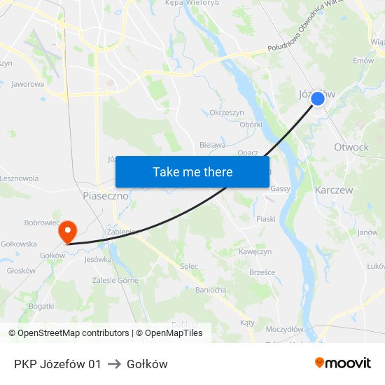 PKP Józefów to Gołków map