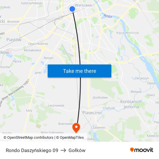 Rondo Daszyńskiego to Gołków map