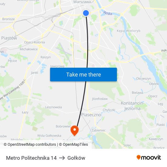 Metro Politechnika 14 to Gołków map