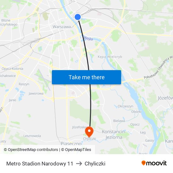 Metro Stadion Narodowy 11 to Chyliczki map