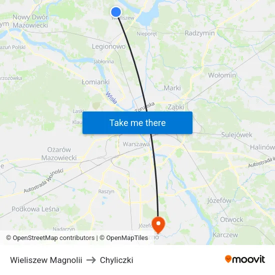 Wieliszew Magnolii to Chyliczki map