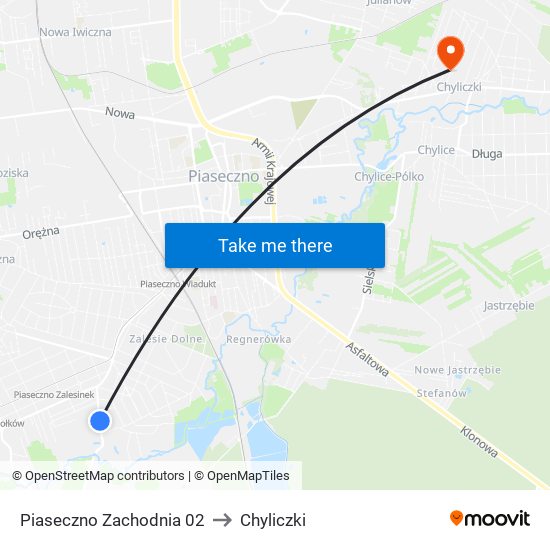 Wólka Kozodawska Zachodnia to Chyliczki map