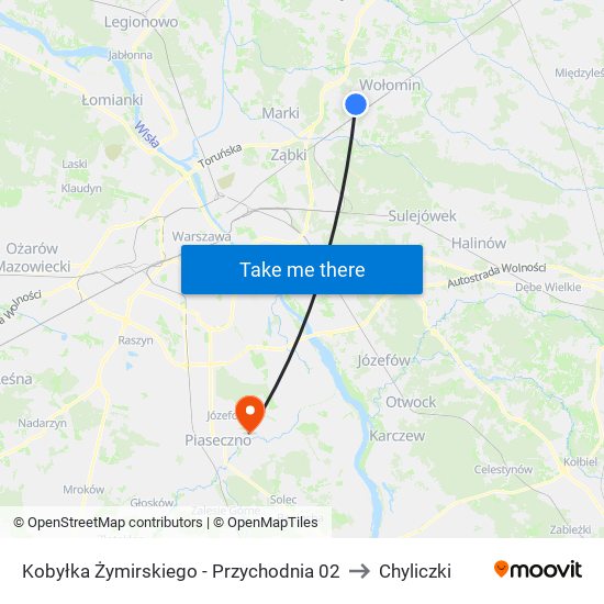 Kobyłka Żymirskiego - Przychodnia 02 to Chyliczki map