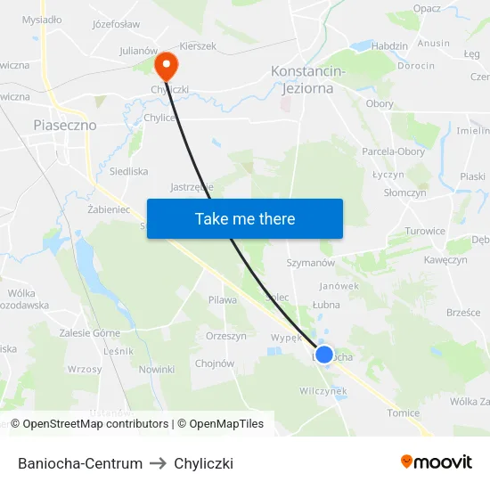 Baniocha - Centrum to Chyliczki map