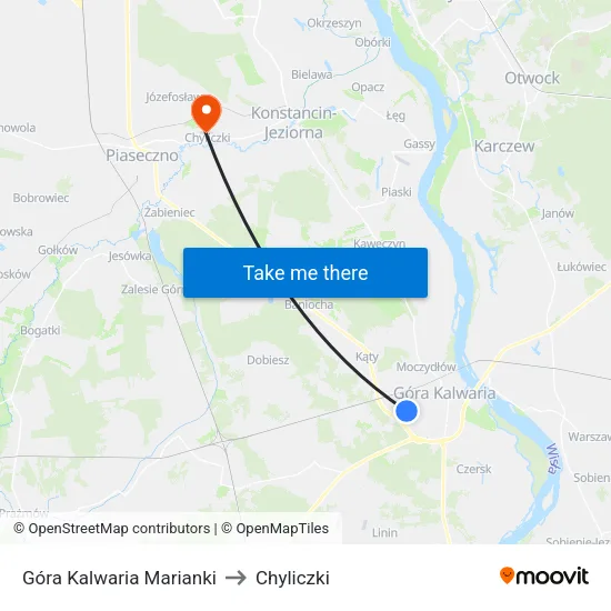 Góra Kalwaria Marianki to Chyliczki map