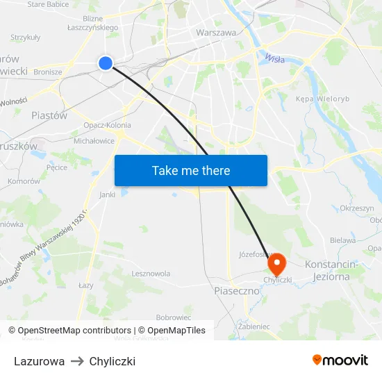 Lazurowa to Chyliczki map