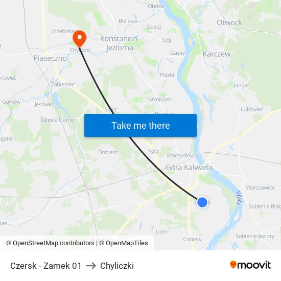 Czersk - Zamek 01 to Chyliczki map