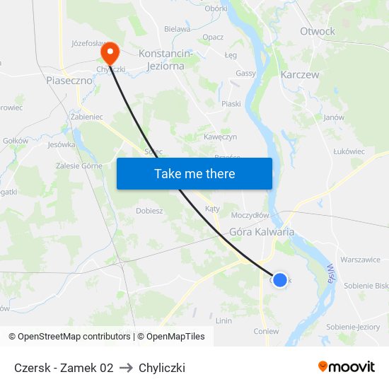 Czersk - Zamek 02 to Chyliczki map