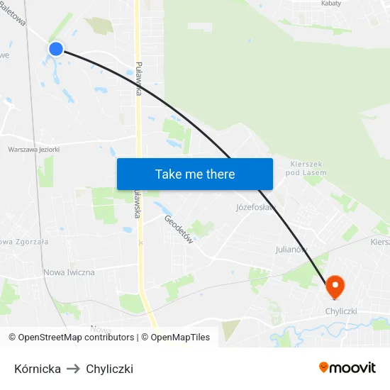 Kórnicka to Chyliczki map