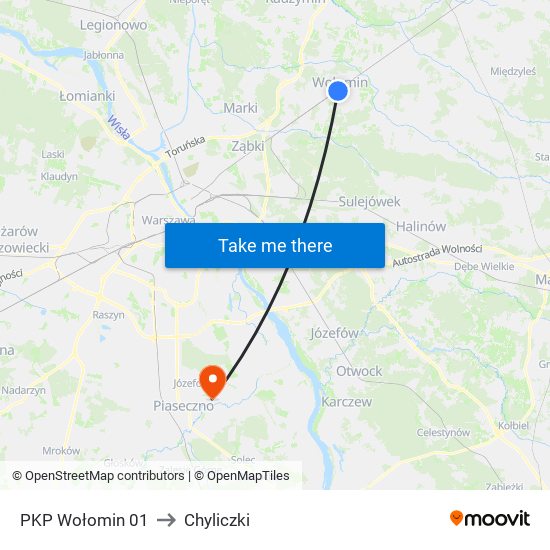 PKP Wołomin 01 to Chyliczki map