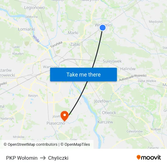 PKP Wołomin to Chyliczki map