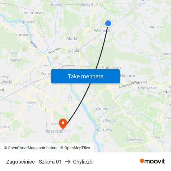 Zagościniec-Szkoła to Chyliczki map