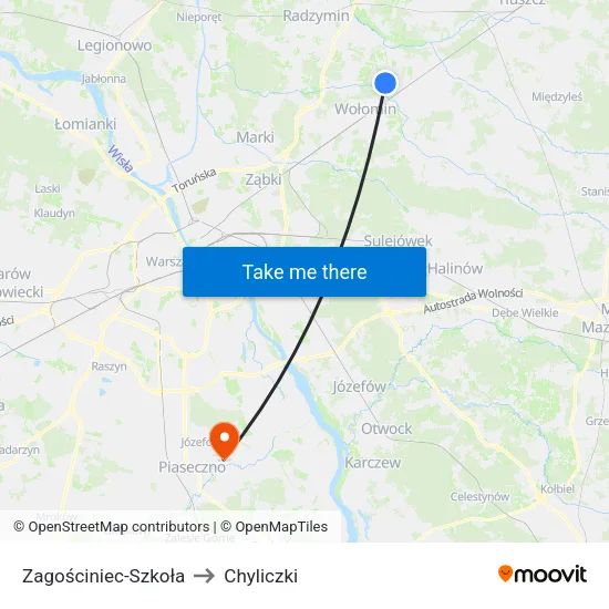 Zagościniec - Szkoła to Chyliczki map