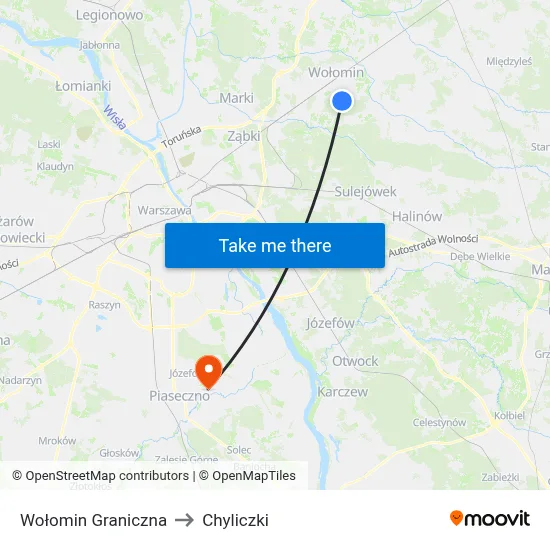 Wołomin Graniczna to Chyliczki map