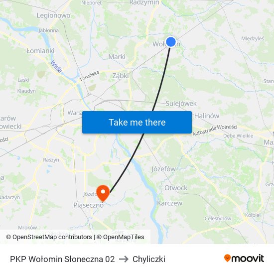 PKP Wołomin Słoneczna 02 to Chyliczki map