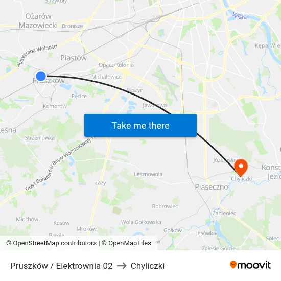 Pruszków / Elektrownia 02 to Chyliczki map