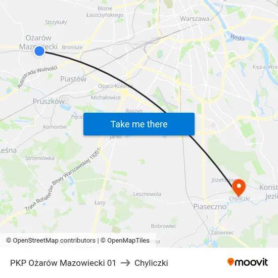 PKP Ożarów Mazowiecki 01 to Chyliczki map