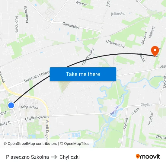 Piaseczno Szkolna to Chyliczki map