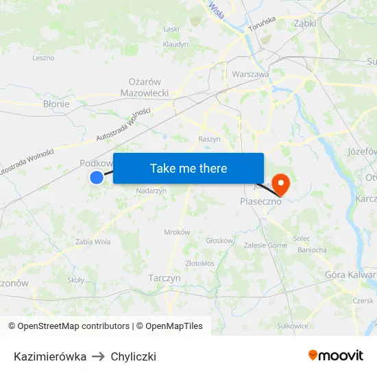 Kazimierówka to Chyliczki map