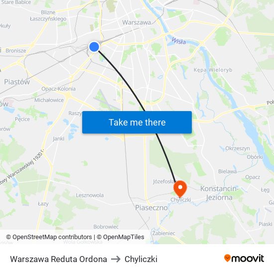 Warszawa Reduta Ordona to Chyliczki map