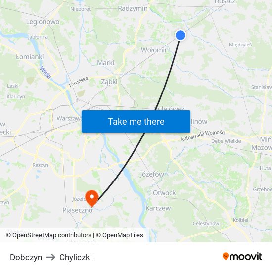 Dobczyn to Chyliczki map