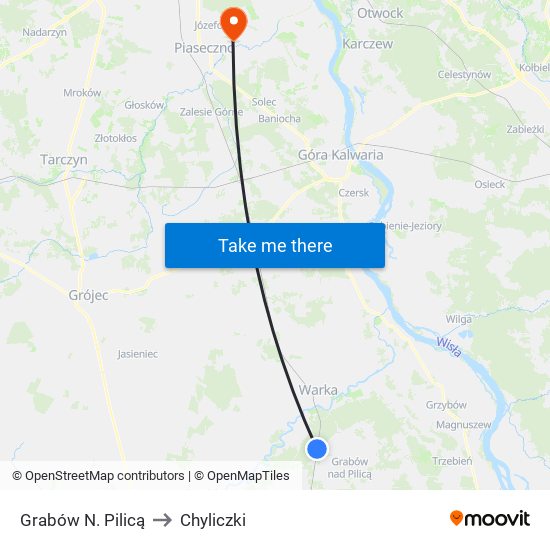 Grabów N. Pilicą to Chyliczki map