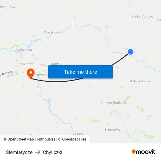 Siemiatycze to Chyliczki map
