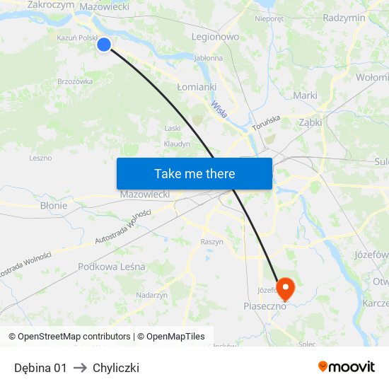 Dębina 01 to Chyliczki map