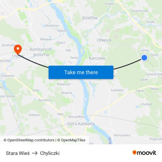 Stara Wieś to Chyliczki map