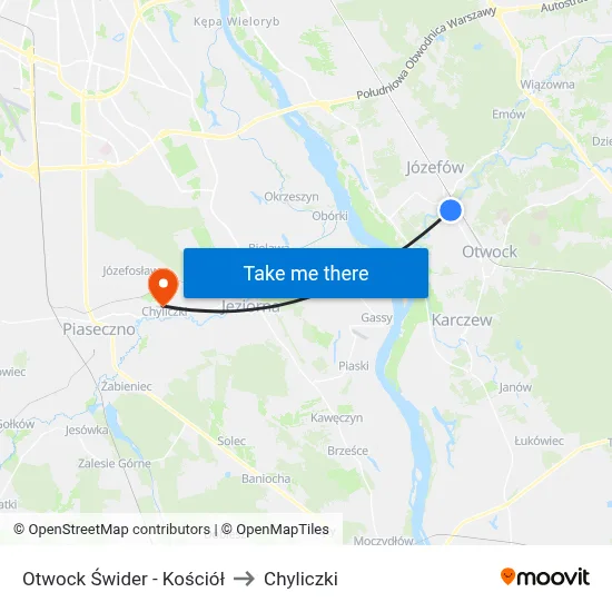 Otwock Świder - Kościół to Chyliczki map