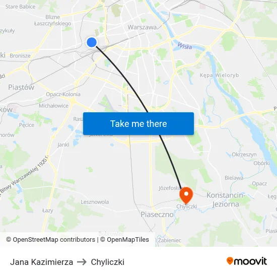 Jana Kazimierza to Chyliczki map