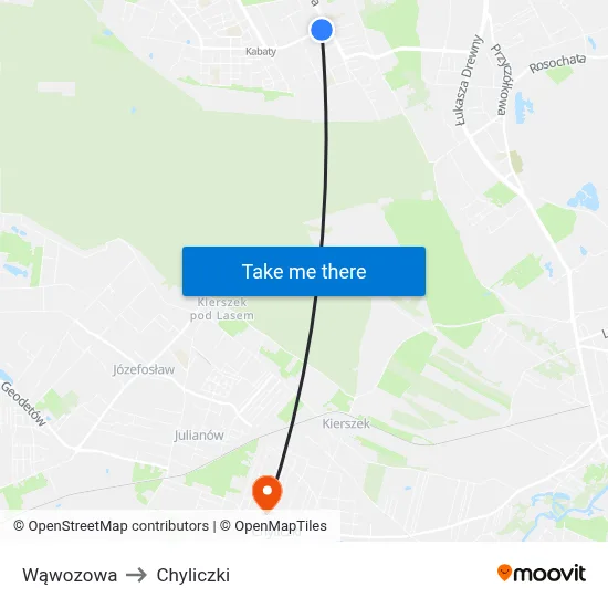 Wąwozowa to Chyliczki map