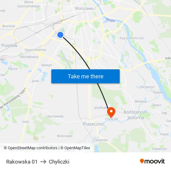 Rakowska 01 to Chyliczki map