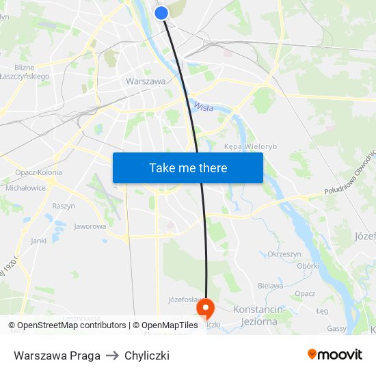 Warszawa Praga to Chyliczki map