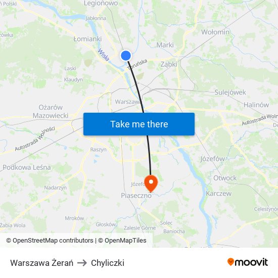 Warszawa Żerań to Chyliczki map