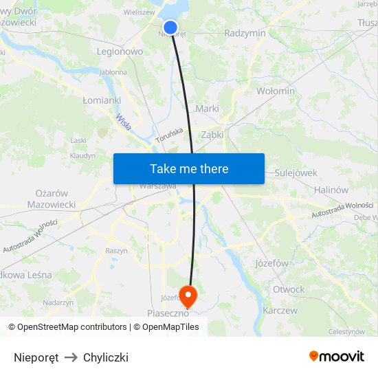 Nieporęt to Chyliczki map