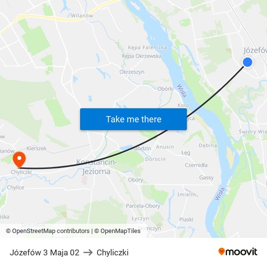 Józefów 3 Maja to Chyliczki map