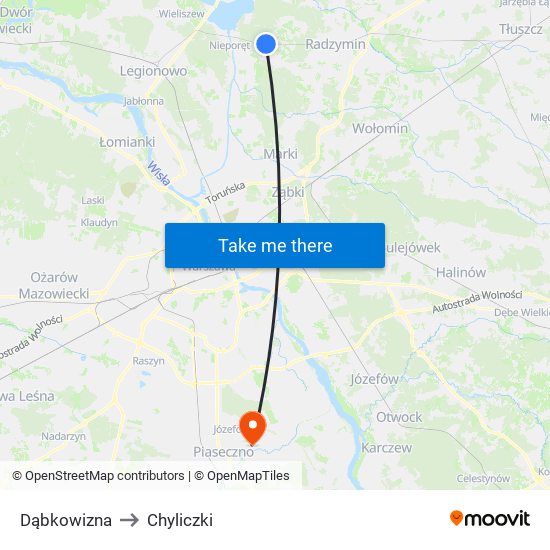 Dąbkowizna to Chyliczki map