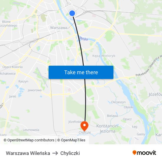 Warszawa Wileńska to Chyliczki map