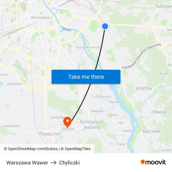 Warszawa Wawer to Chyliczki map